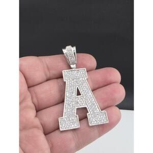 White Sterling Silver 925 Beautiful Pendant Aaa Cubic Zircon Letter A